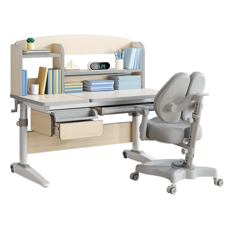 

Children's desk study table Modern solid wood writing table and chair set Simple primary and secondary school students