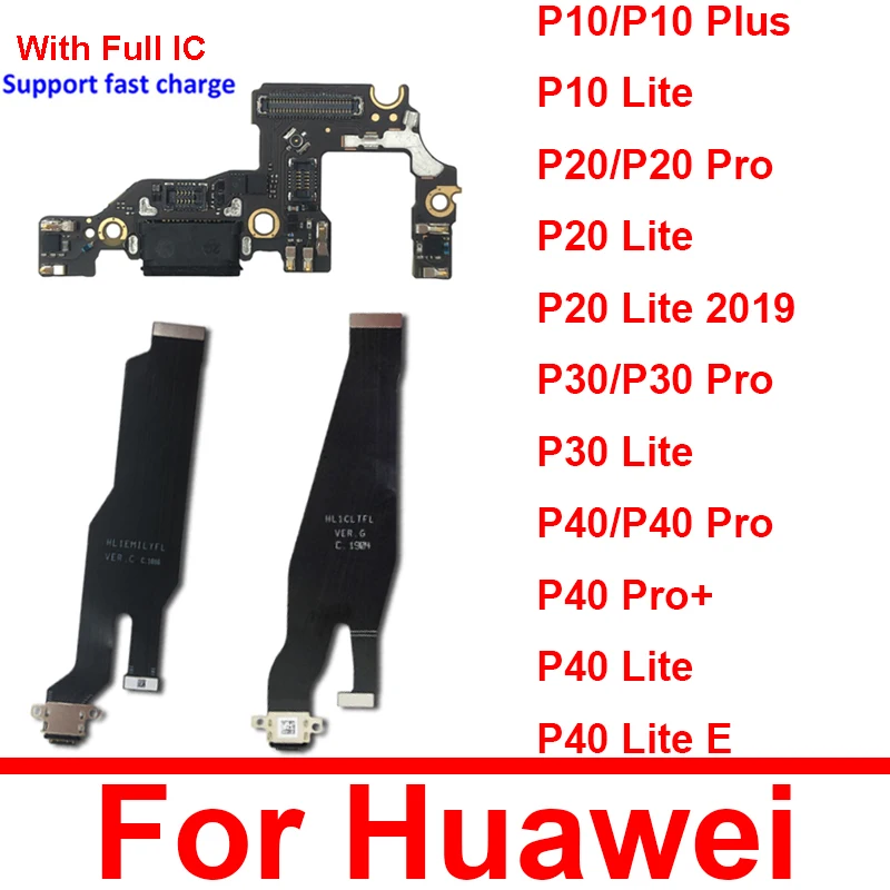 Genuine USB Charging Board For Huawei P10 P20 P30 P40 Pro Plus Lite E 2019 USB Charging Port Usb Board Connector Flex Cable