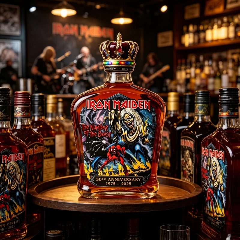 Iron Maiden Eddie Whiskey Bottle Decor Heavy Metal Fans Bar Home