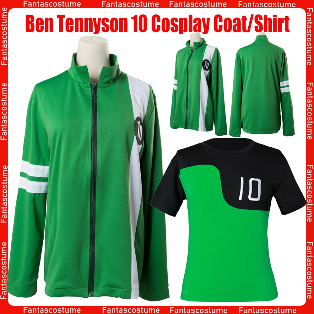 Ben Cosplay Tennyson 10 Adult Kids Green Clothing For Boys Girls Shirt Jacket Overcoat Casual Tops Costume Party Fantasy Clothes