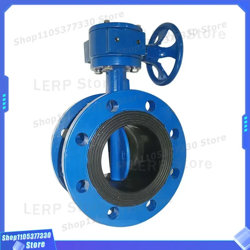DN200 Stainless Steel 304 316 Butterfly Valve Manual Worm Gear Drive Elastic Seat Disc Industrial Pipeline Flow Control Valve