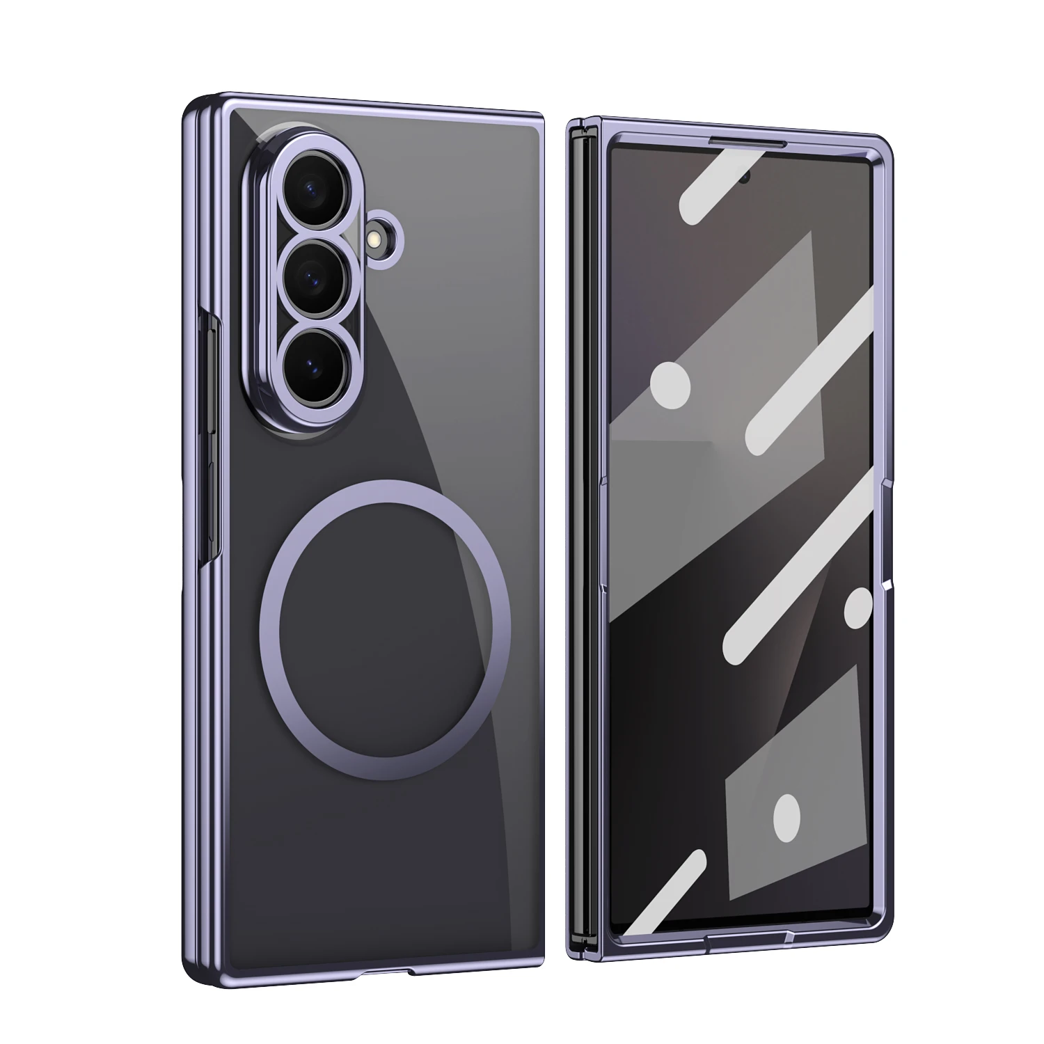 Premium Luxury Plating Transparent for Magsafe Phone Case for Galaxy Z Fold 8 Ultra 7 6 5 4 Glass Screen Film Full-Protect Cover view 2