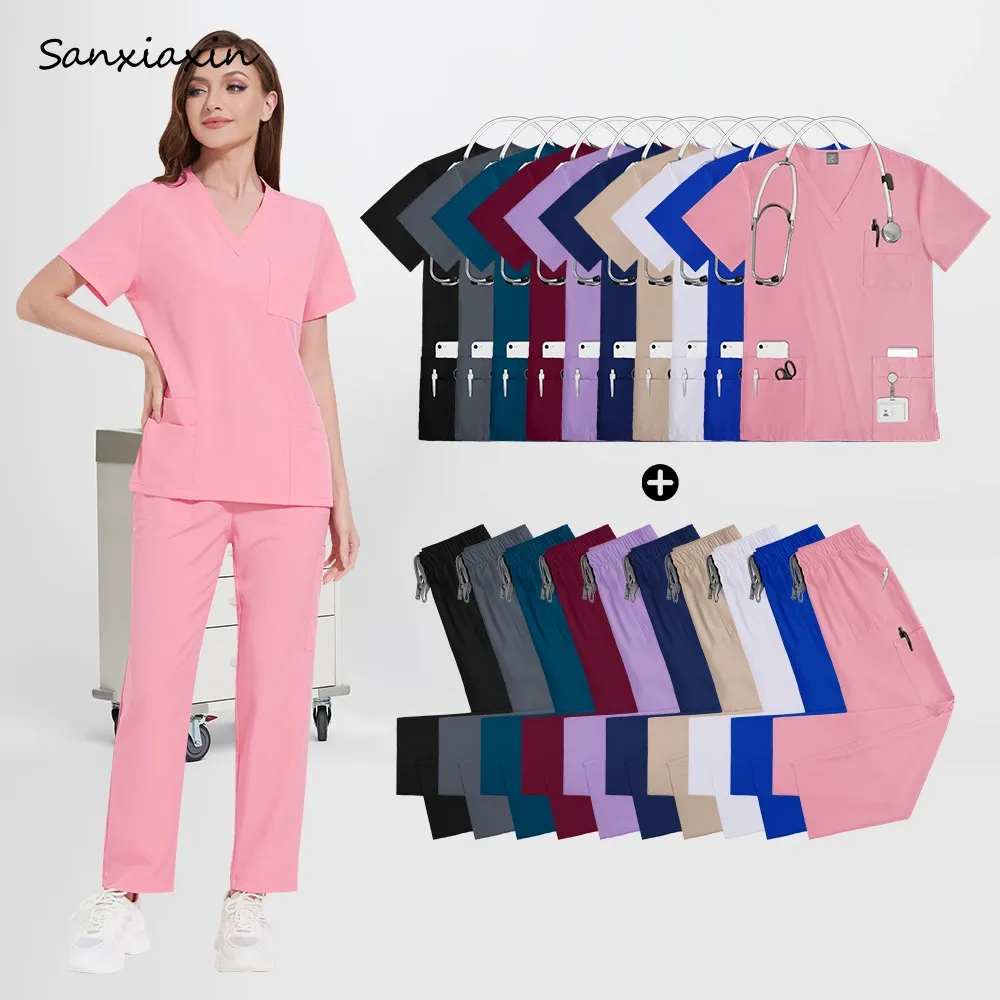 Wholesale Nurse Uniform Women Scrubs Set Medical Clothing Unisex Surgical Set Hospital Workwear Operating Room Nurse Accessories