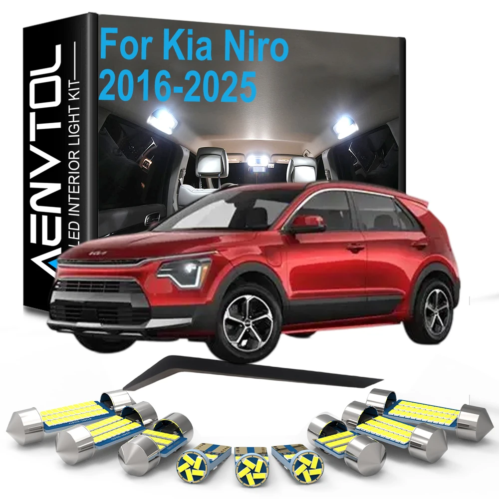 For Kia Niro 2016 2017 2018 2019 2020 2021 2022 2023 2024 2025, 13Pcs Car LED Bulb Interior Dome Reading License Plate Light Kit
