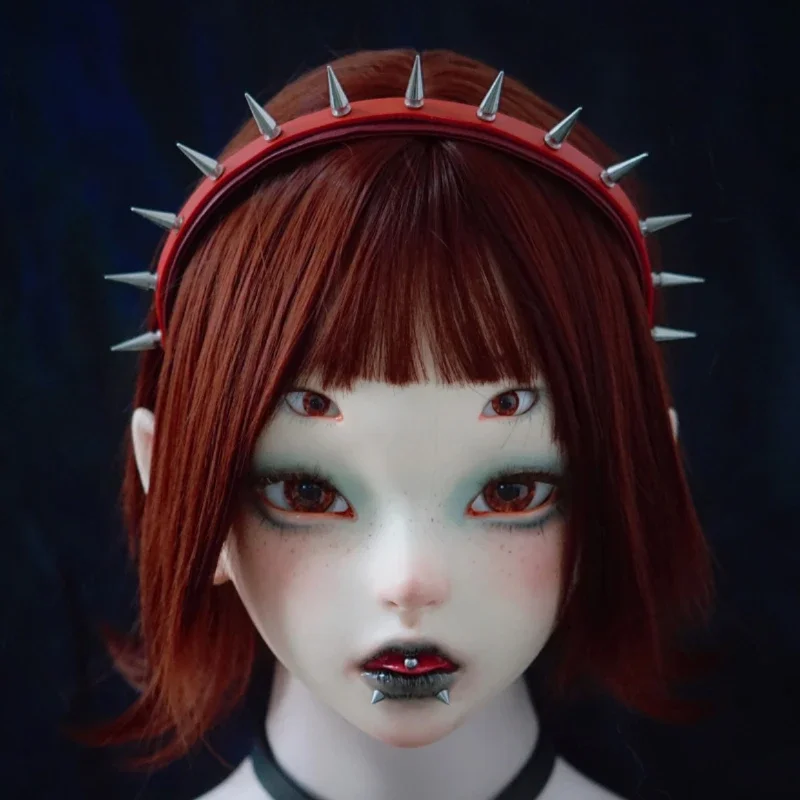 Original hecho a mano gótico Lolita remache aro de pelo Punk oscuro Cosplay sombreros de Halloween Cruz corazones colgante sombreros accesorios para niñas