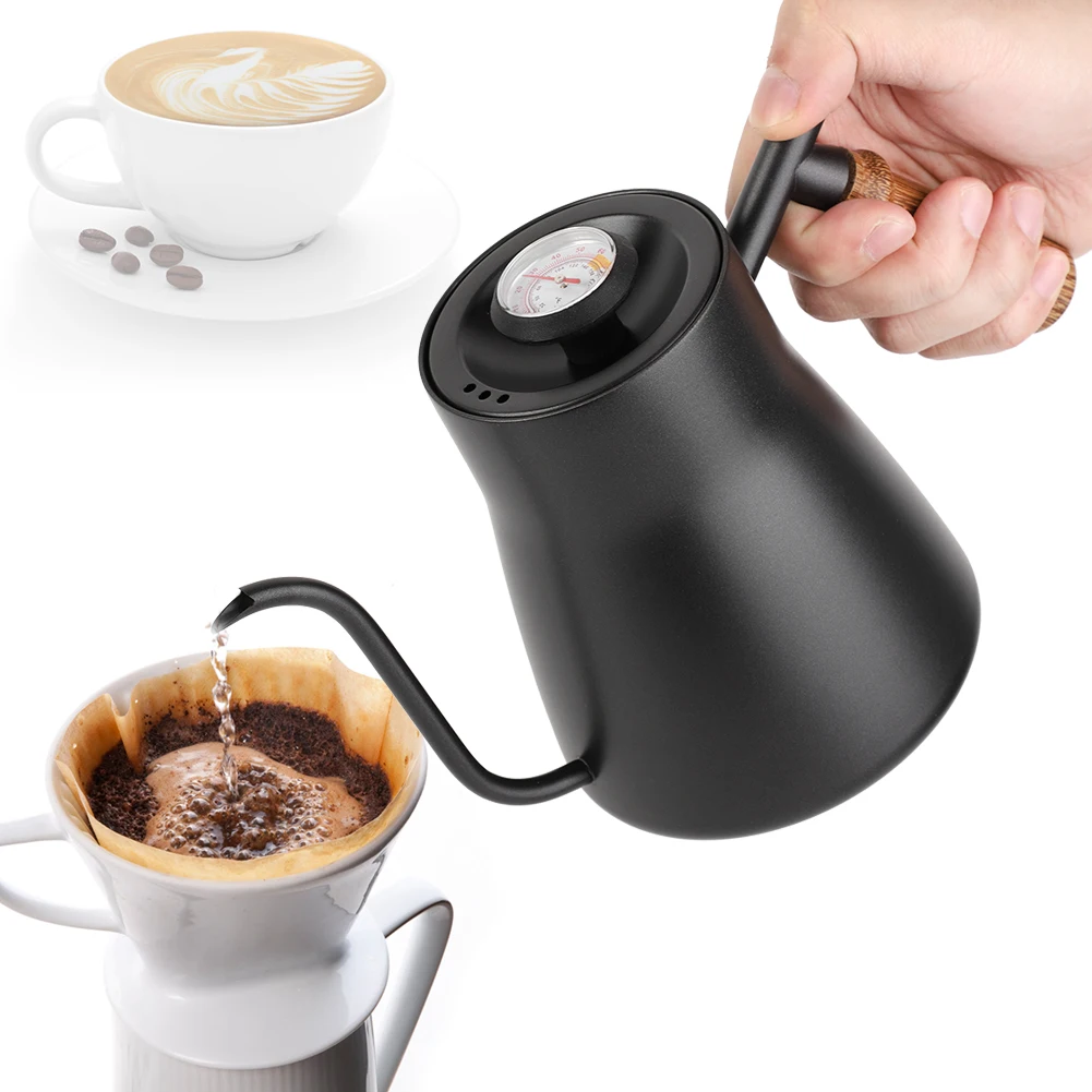 Newest 850ml Gooseneck Hand Drip Coffee Kettle Coffee Pot With Thermometer  Arabic Coffee Pot