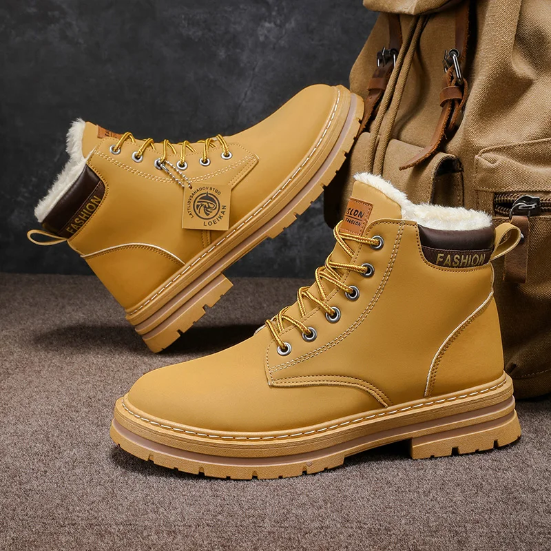 

2025 New Classic Fashion Retro Plush Comfortable Anti Slip Snow Boots Men's Winter Warm Cotton Shoes Outdoor Sports Casual Shoes