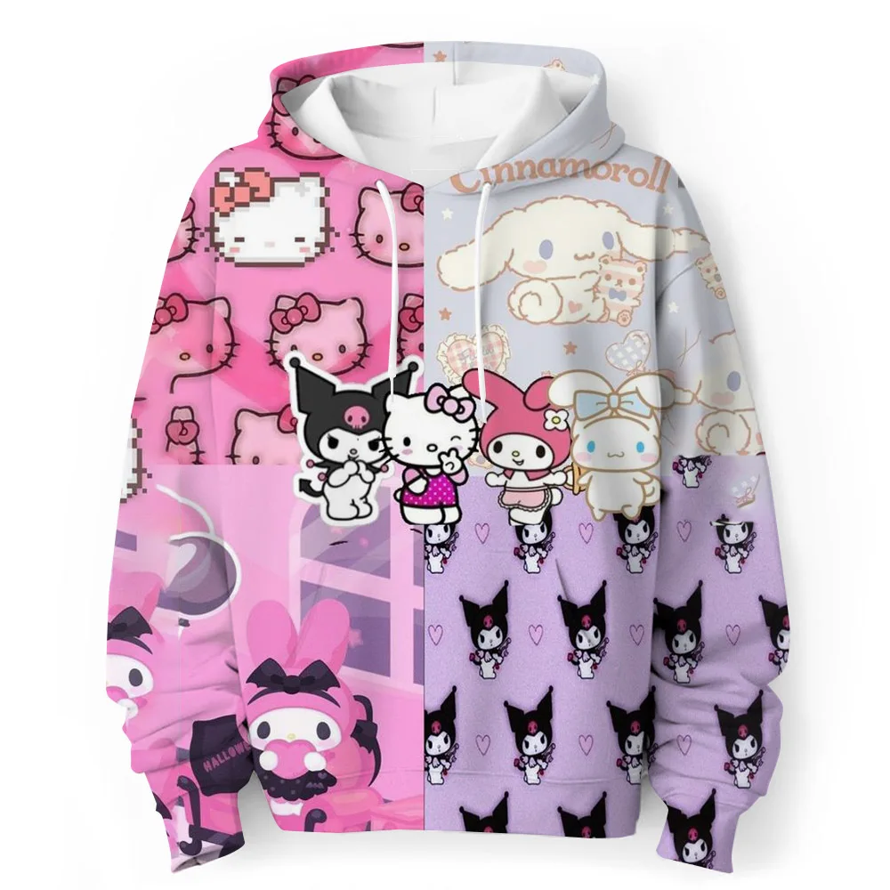 Hello Kitty kawaii children\'s fashion girls autumn clothing baby girl sweatshirt children\'s Kuromi hoodie toddler casual wear