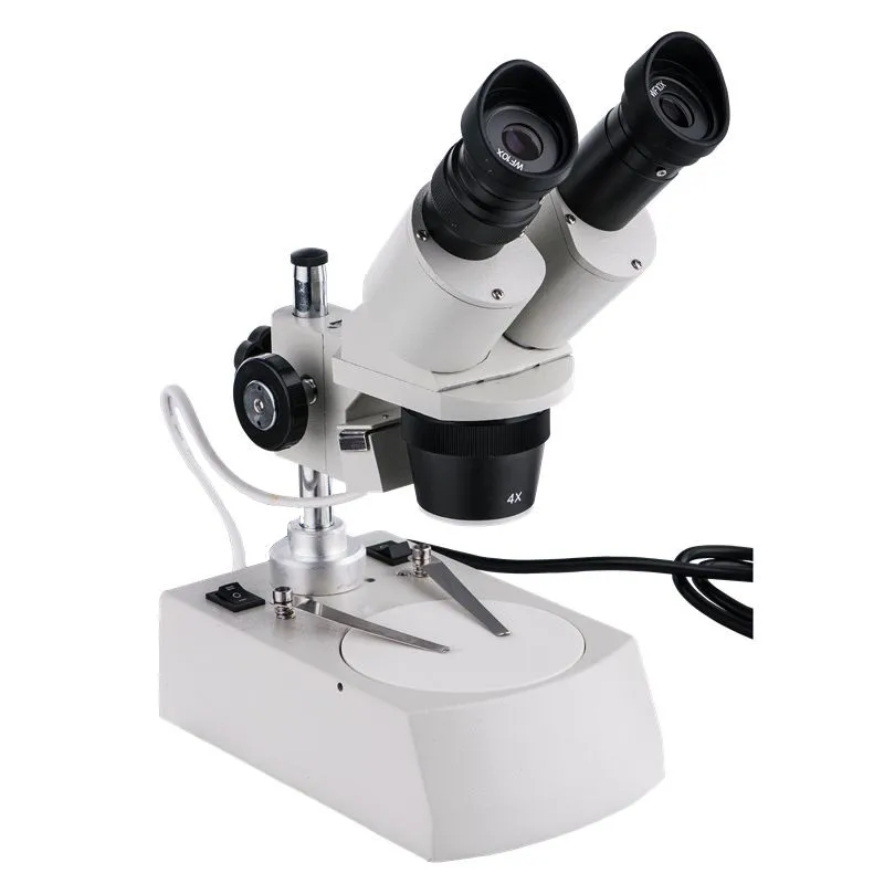 E2040-C Zoom Stereo Microscope Binocular with WF10x Eyepiece 2x-4x Objectives Top & Bottom LED Lighting