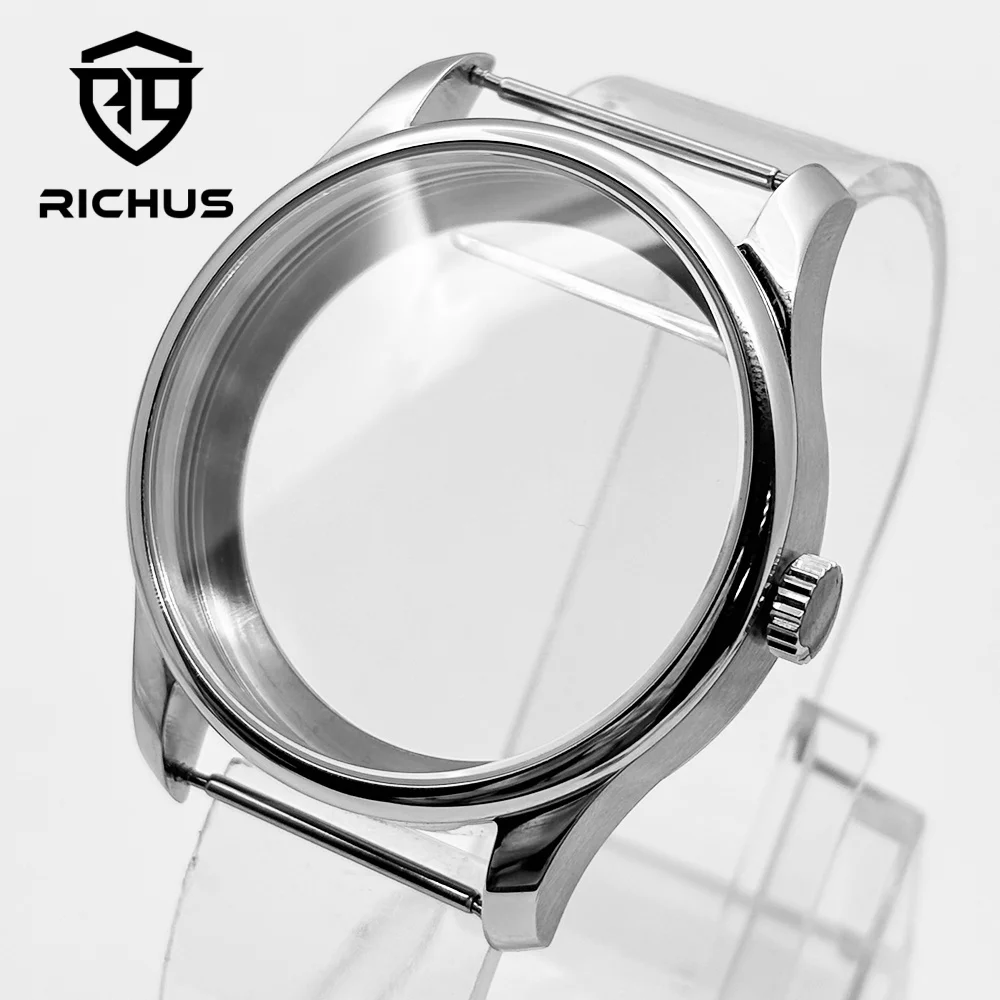 RICHUS ETA6497 Case 40.6mm Silver Watch Case Fit ETA6497 6498 ST3600 ST3620 ST36 Movement