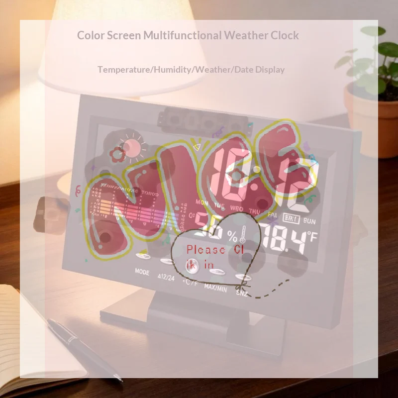 【BA】Multi-functional Weather Station Clock  Hygrometer Calendar Digital LCD Display Temperature And Humidity Meter