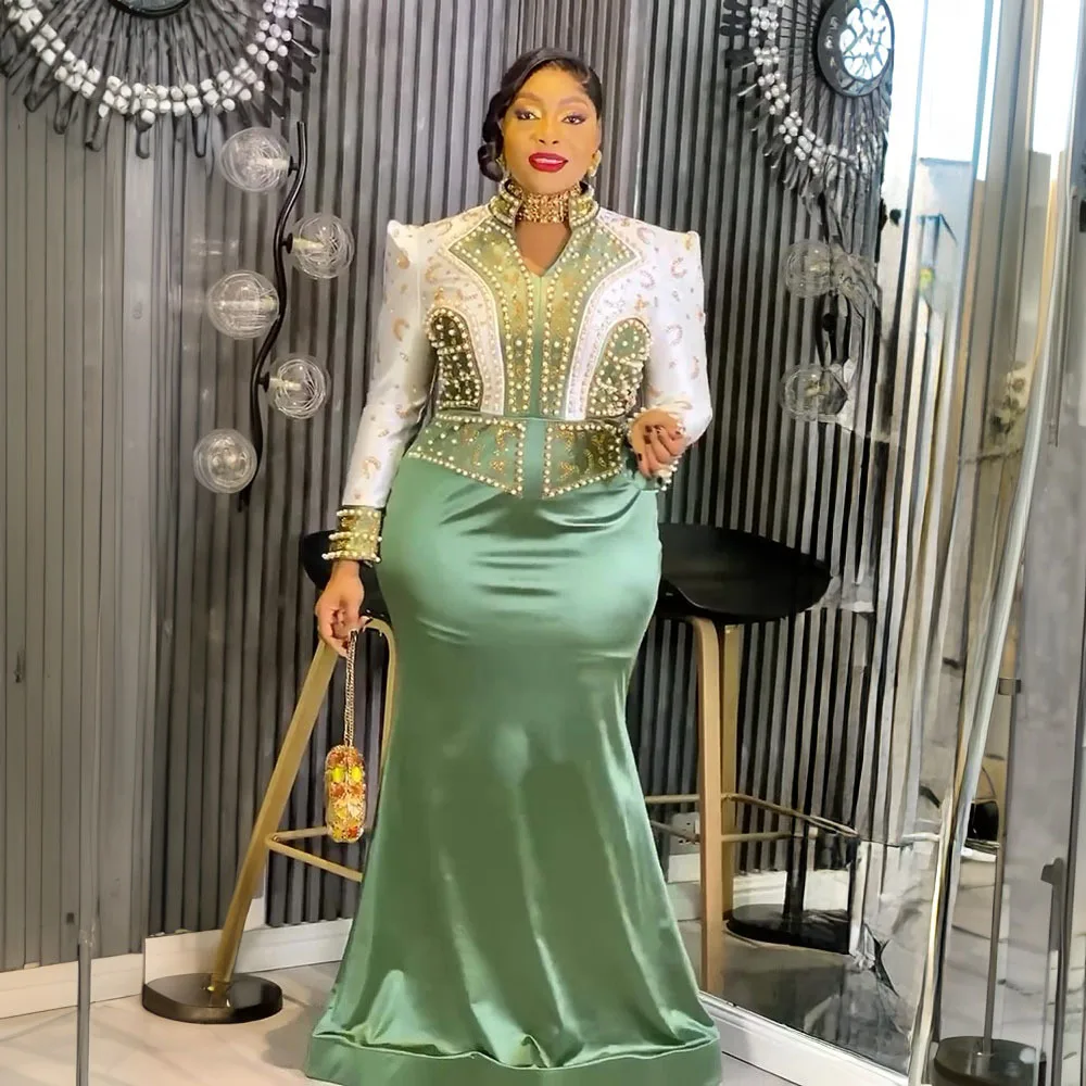 

African Evening Dresses for Women Ankara Ladies Clothing Plus Size Luxury Gown Elegant Turkey Muslim Wedding Party Long Dress