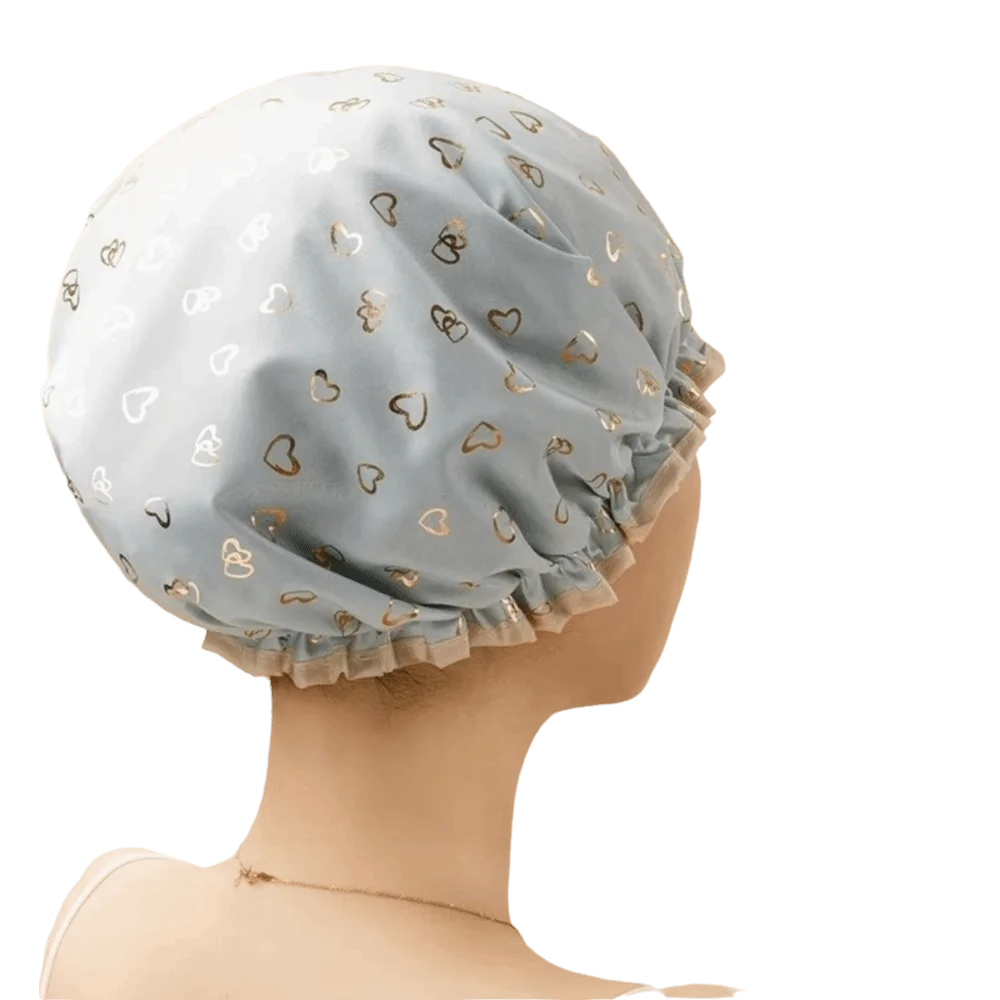 New Waterproof Shower Cap Elastic Double Layer Shower Hair Cover Reusable Adjustable Bathing Hat