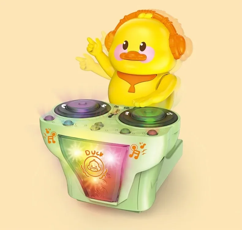 Lindo pato DJ tocadiscos juguete Musical con luz y sonido niños juego interactivo electrónico regalo de educación temprana para niños