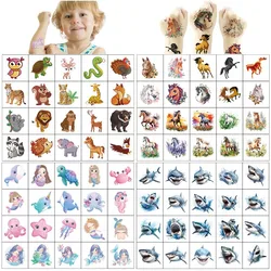 20Pcs/set Animal Mermaid Temporary Tattoo Stickers Cartoon Horse Shark Children Waterproof Tattoo For Kids Funny Birthday Gift