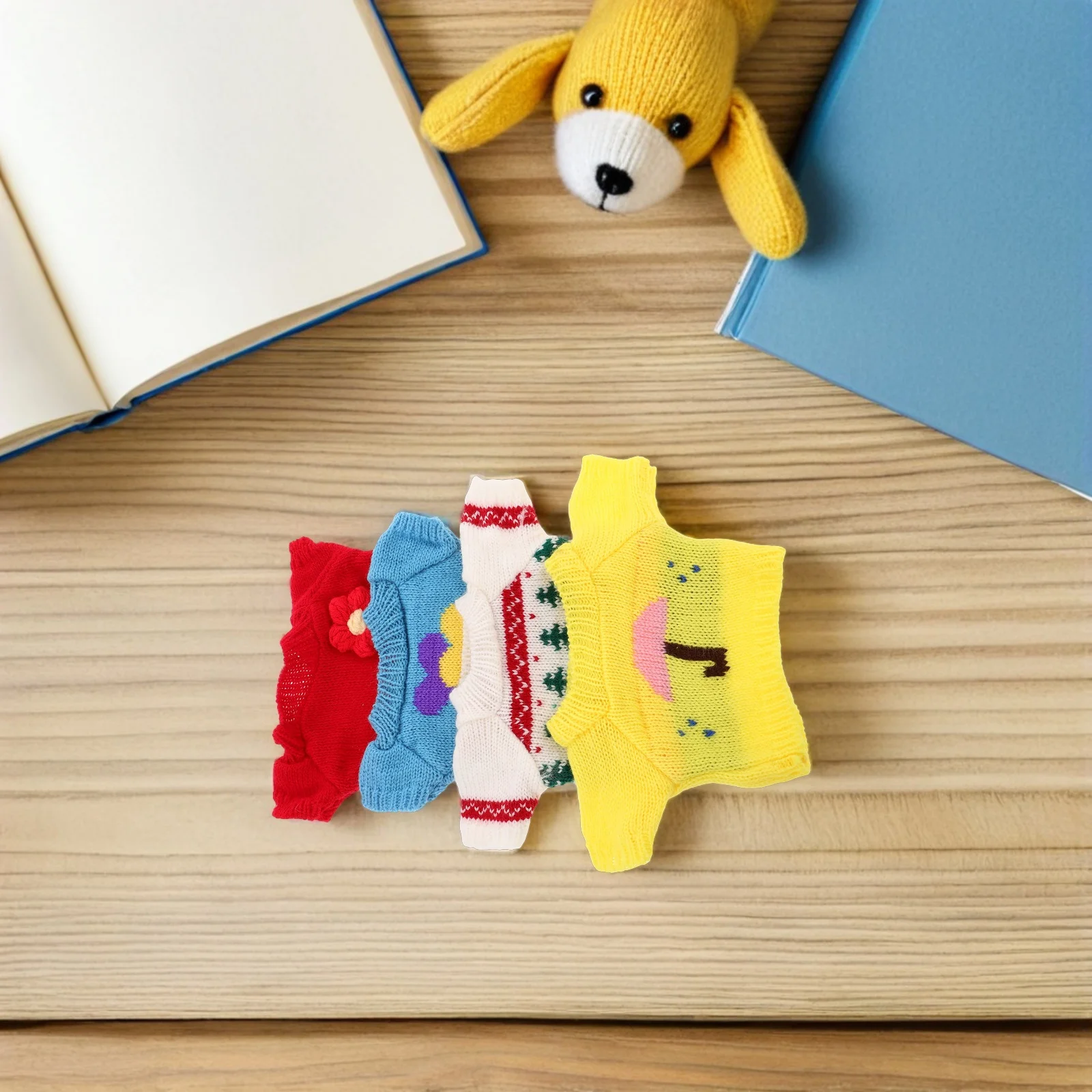 4개 세트 30cm 곰 자켓 및 스웨터 세트 면 혼방 의류 봉제 인형용 DIY 드레스업 소녀들의 상상력 놀이용