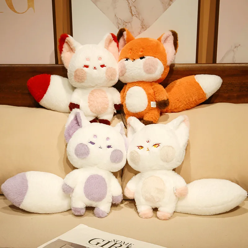 Super Big Tail Fox Hug Toy Stuffed Fairy Tale Fox Throw Pillow Red white Fox Nap Sleep Pillow Hug Cushion for Girl Birthday