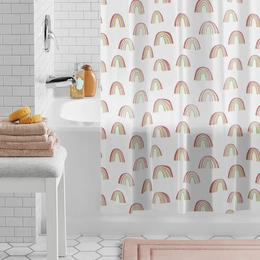 صديقة للبيئة مقاوم للماء قوس قزح PEVA دش الستار مجموعة مع 12 خطاف خالية من الرائحة خالية من الكلوريد سهلة التنظيف 13 قطعة ديكور الحمام