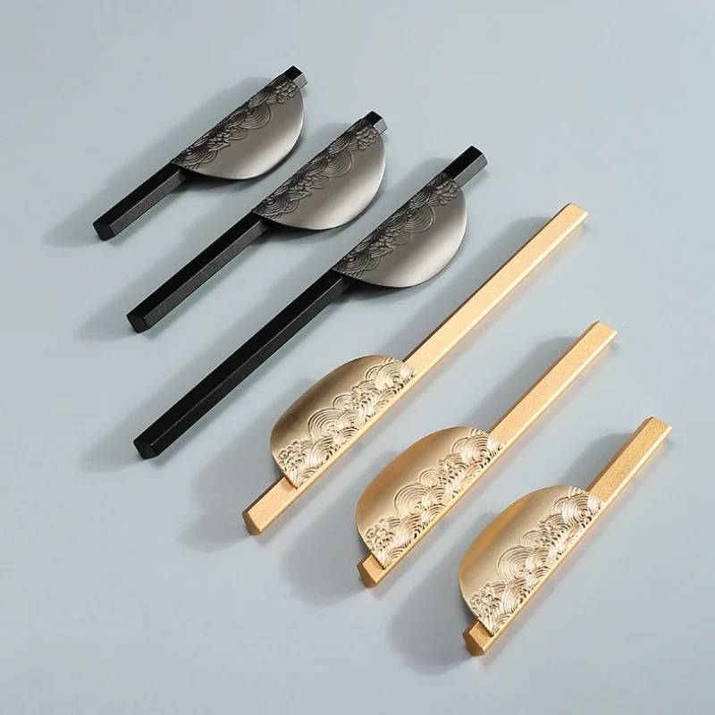 American Cabinet Handle Simple Wardrobe New Creative Nordic Chinese Handle Golden Black Drawer Gray Zinc Alloy Handle