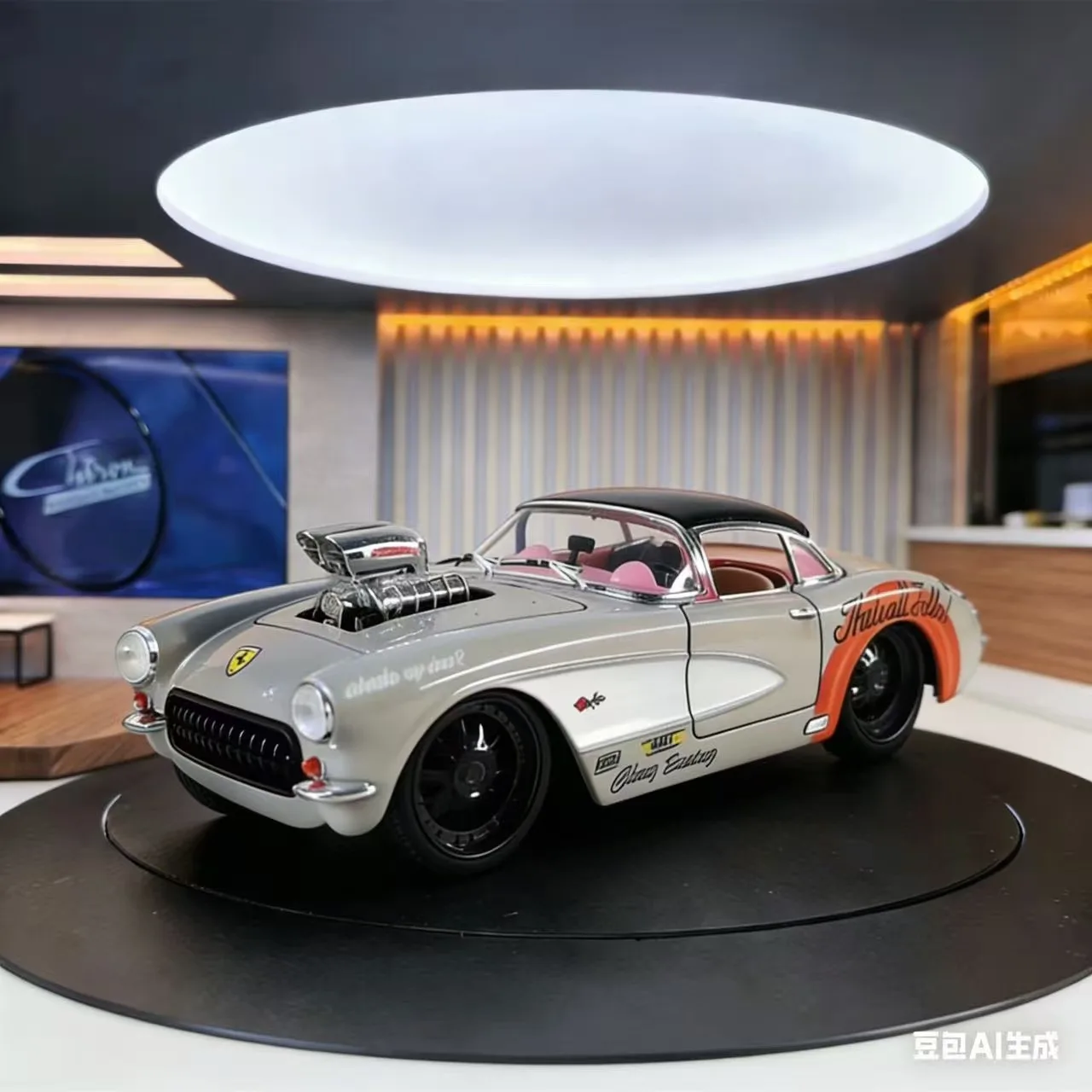 

Масштабная модель спортивного автомобиля 1:24 1957 Corvette C1 из сплава, модифицированная, литая, металлическая, классическая, ретро, гоночная, имитационная модель, подарок для детей