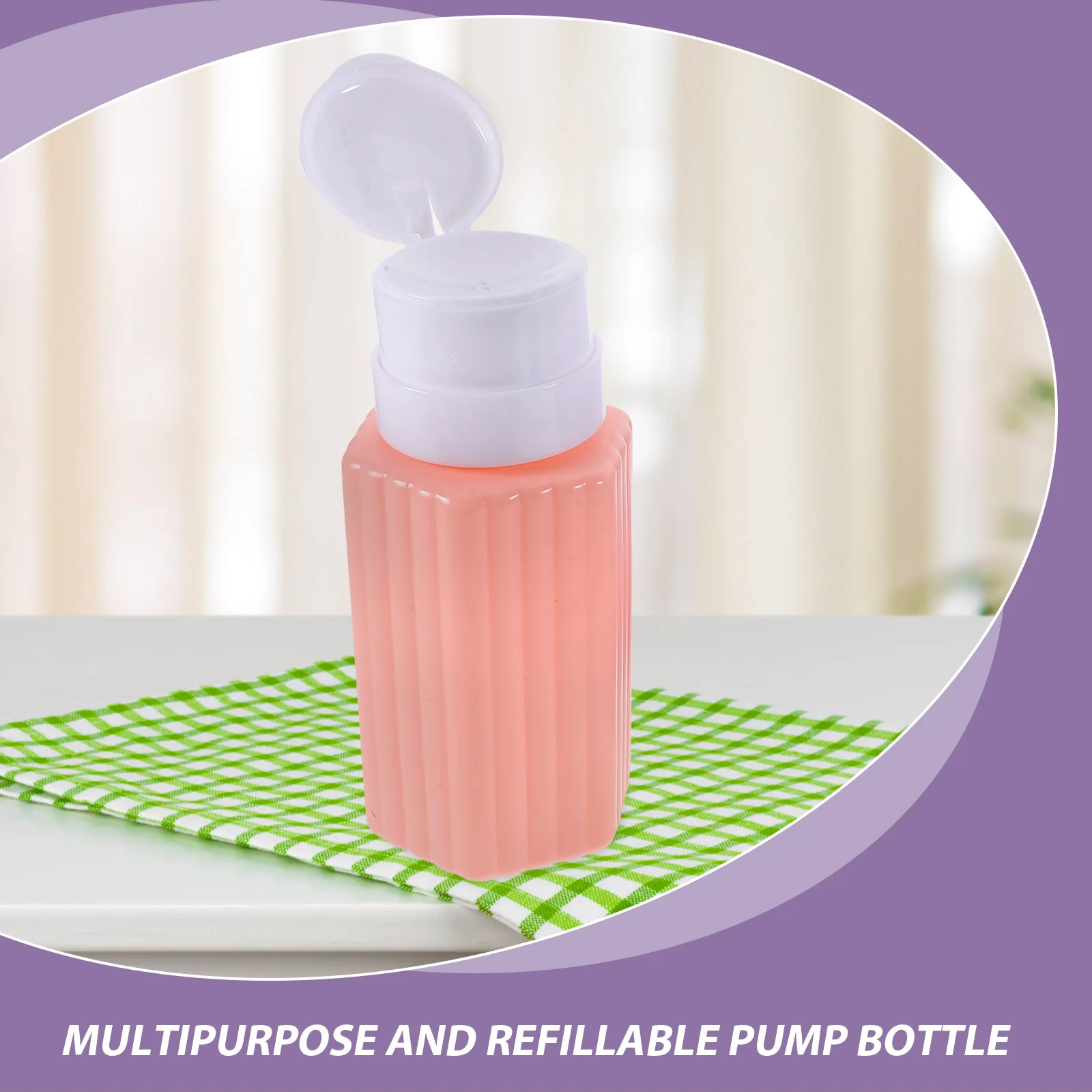 

4 Pcs Pump Bottles Plastic Refillable Liquid Travel Squeeze Dispenser Push Down Leak Proof Lock Pink Purple Gray Beige Home Use