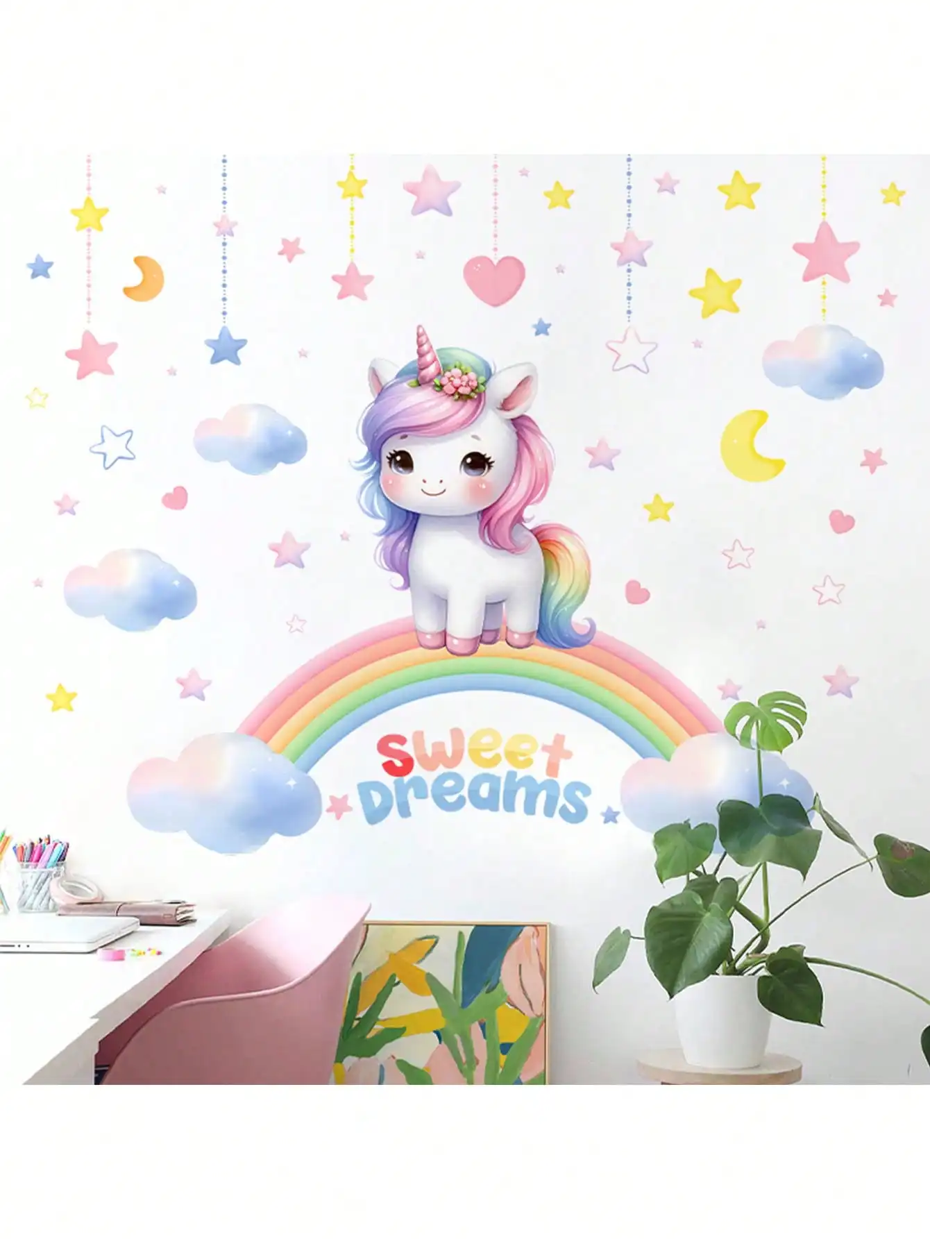 Colourful pony stickers children\'s room layout decoration bedroom wall stickers warm girls cute cartoon stickers wall decals