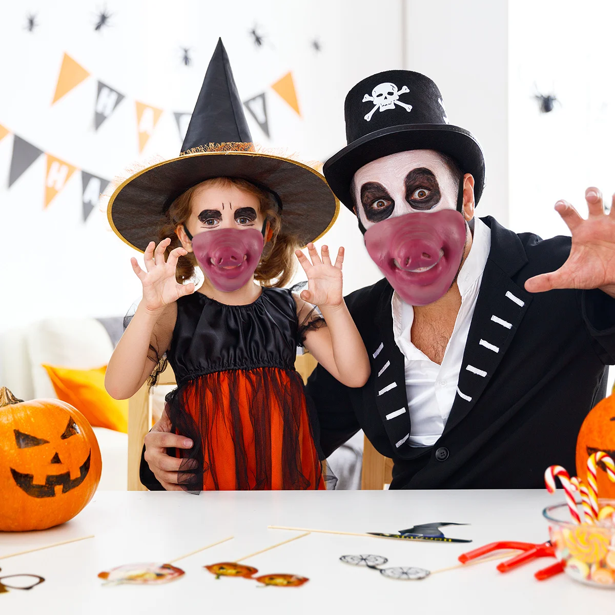 1Pcs Halloween Pig Half Face Mask Realistic Latex Scary Cosplay Costume Party Mask Prank Costume Halloween Masks