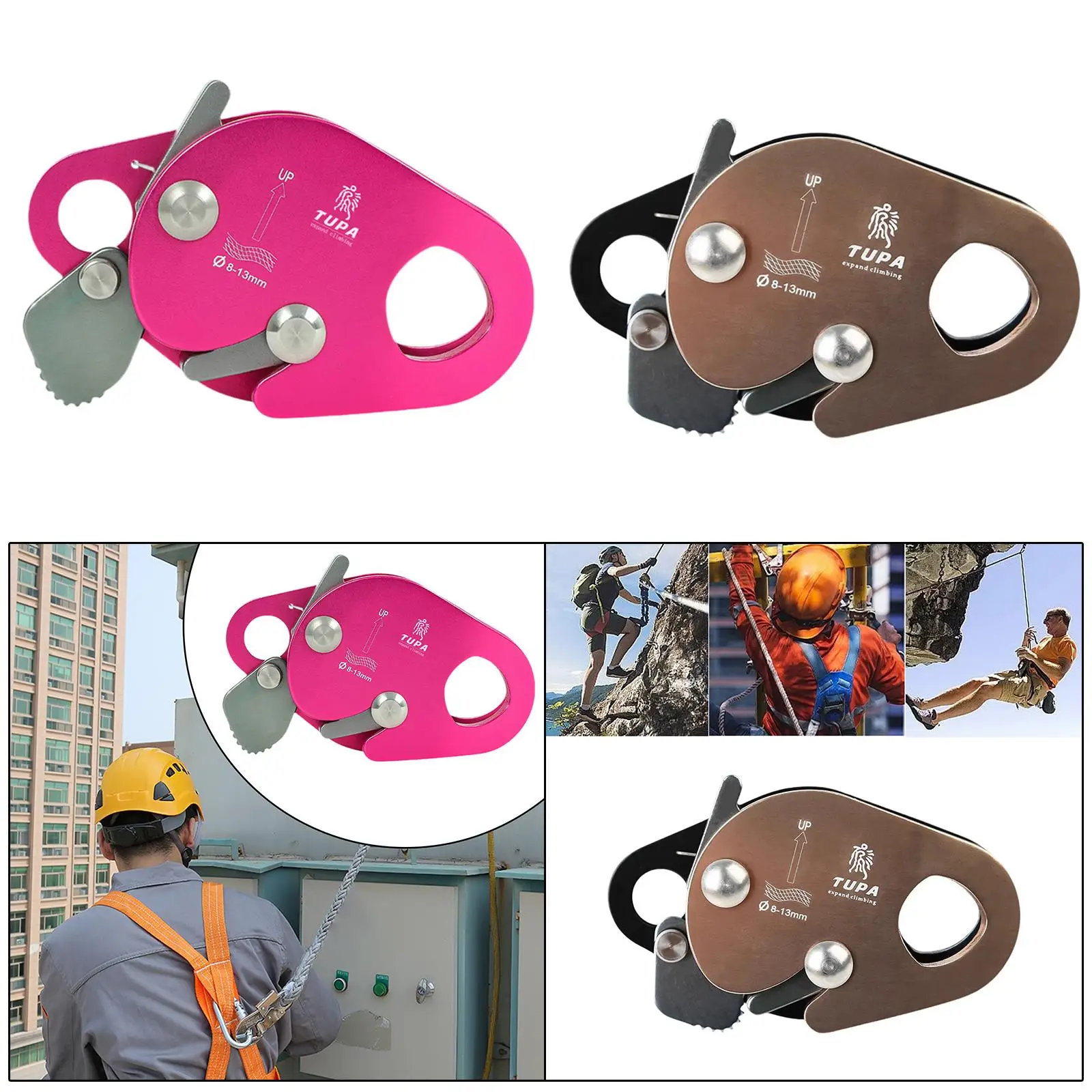

Rappelling Belay Grab Clamp Grab Rappel Ring for 9-13mm Rope Extreme Sports