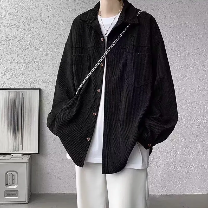 

Loose Casual Men's irt New Sle Autumn Faion Outerwear Stand Fit Long Sve UV Protection Pure Color Flip Collar Car...