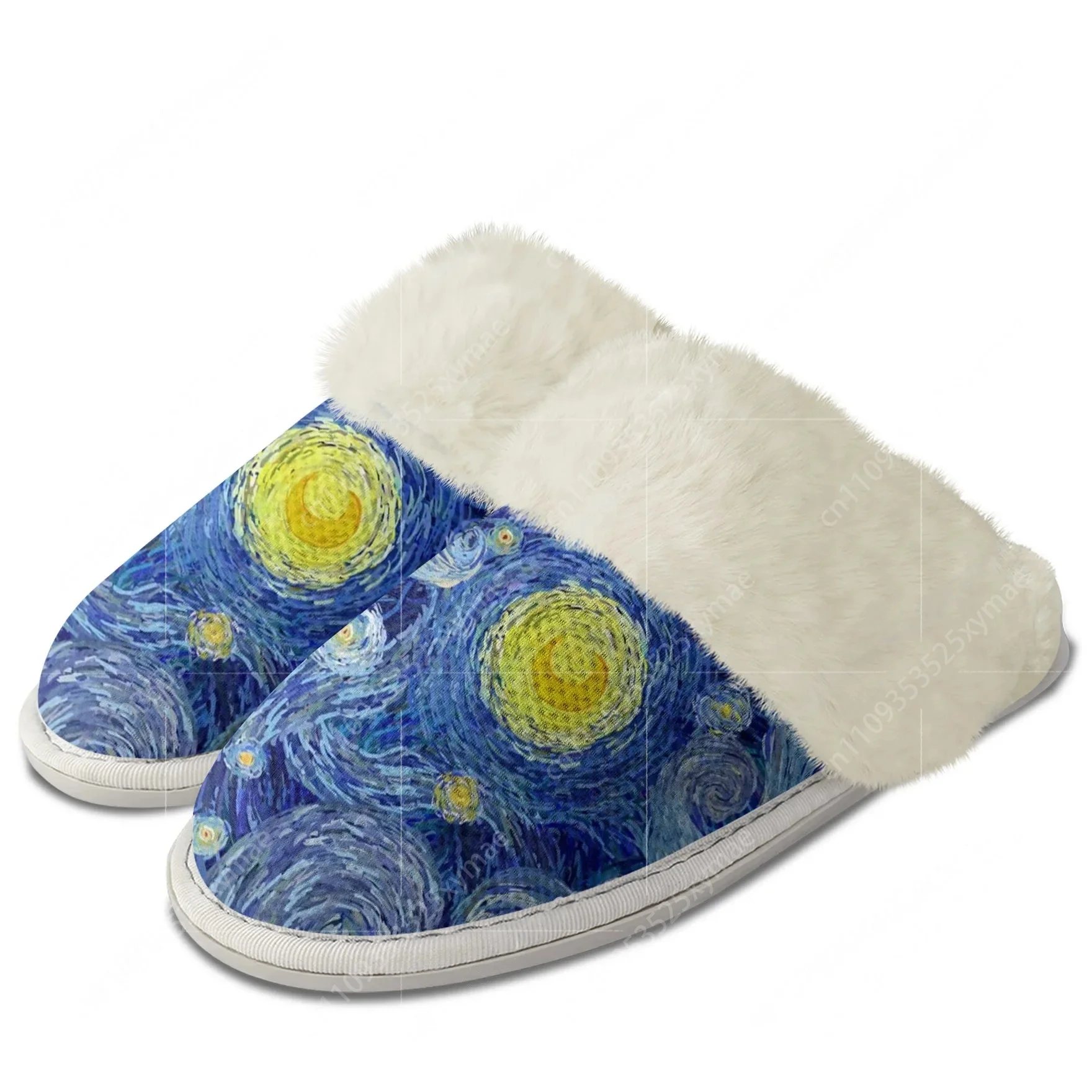 

Теплые домашние тапочки унисекс с забавным 3D-принтом «Звездная ночь» Винсента Ван Гога, хлопковые, термоизоляционные
