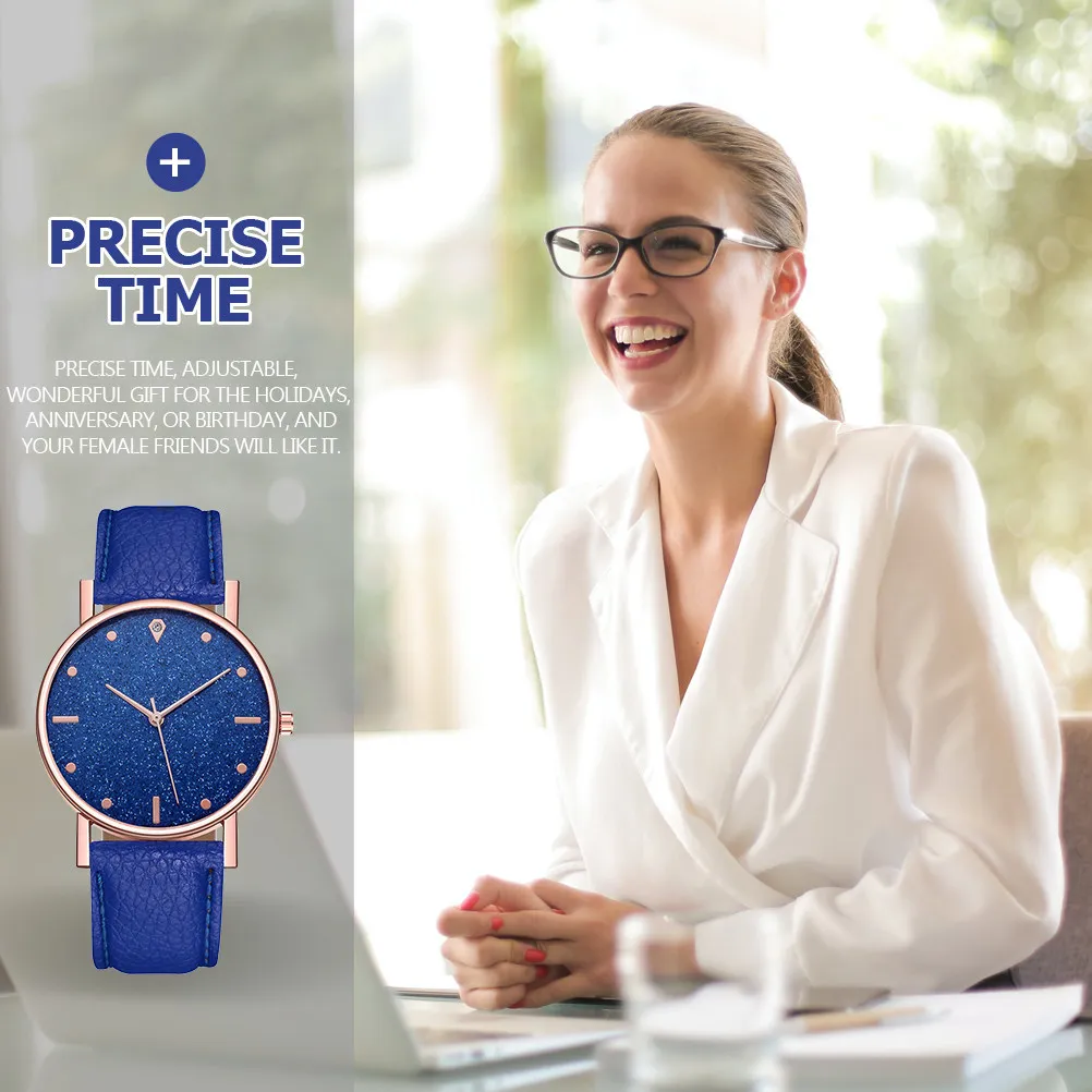 

Starlight Women Watch Elegant Imitation Strap Glass Dial Lightweight Stylish Wristwatch for Daily Business Casual