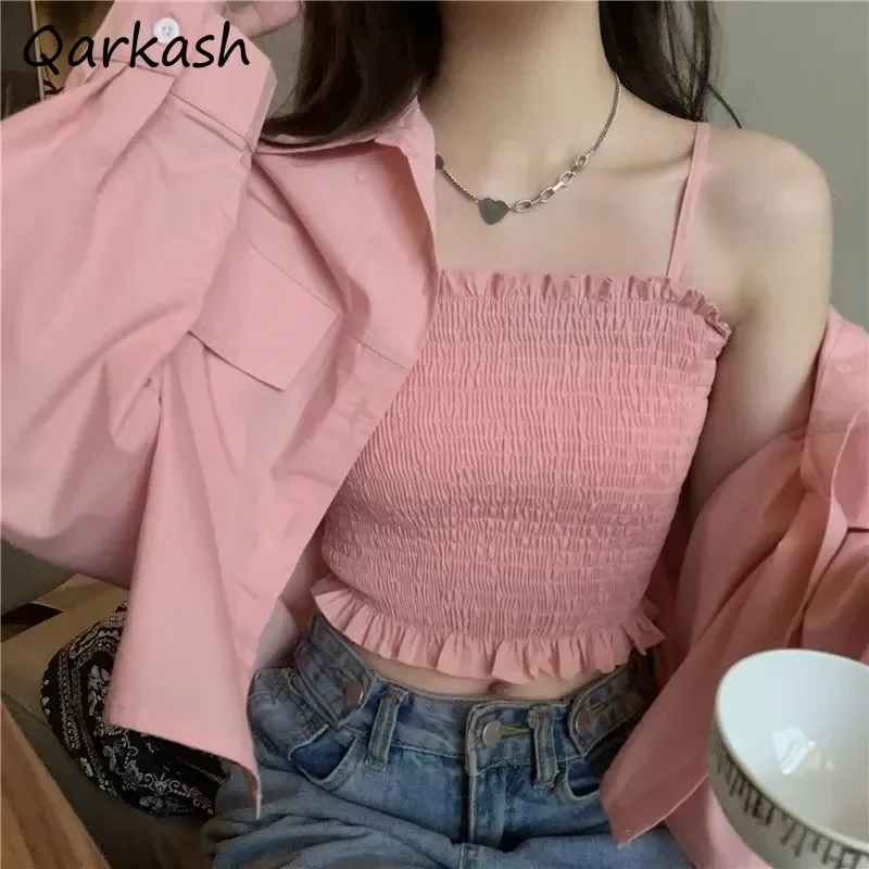 

Long Sleeve Shirts Women Summer Single Breasted Korean Style Solid Pockets Outwear Design Simple All-match Fashion Women Shirt