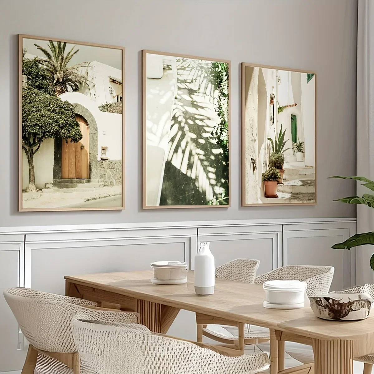 3pcs Mediterranean Landscape Canvas Prints Poster Rustic Yard Town Travel Photography Art Prints Wall Art Home Decor Art Poster