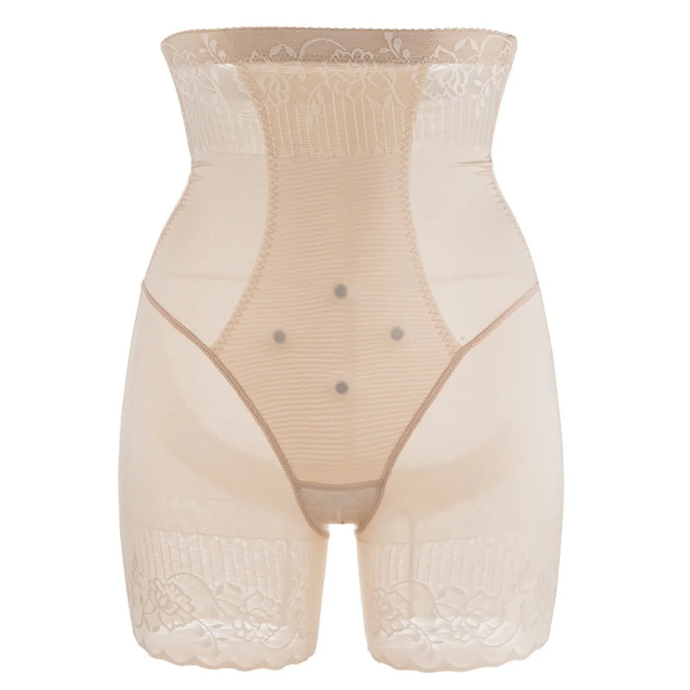 Malha transparente renda emagrecimento shapewear cintura alta sem costura corpo moldar briefs barriga contração shapers