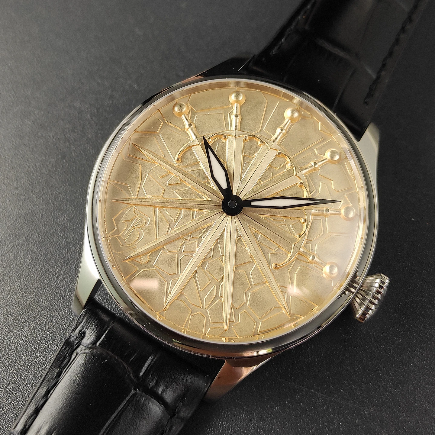 Vakuy ساعة عسكرية ميكانيكية يدوية 44 ملم للرجال ستة أوردة Excalibur Big Fly Seagull ST3601 Jones Sword Swiss قوية مضيئة