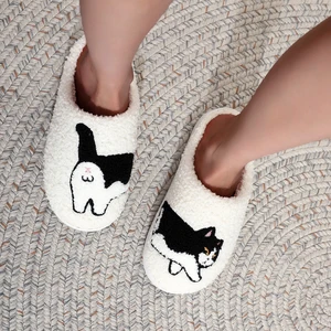 Nicht -Slip -Baumwollruhrschuhe mit Stickereien für Männer und Frauen, schöne Kuh, Katze, Standard, Stoff, Haus, Plattform, gemütlich, Wolle, Innenraum, Haustier, Mama, Geschenk, Catman, Can können gebrauchen 10 Hauptverkaufskatze -Sneaker - №3