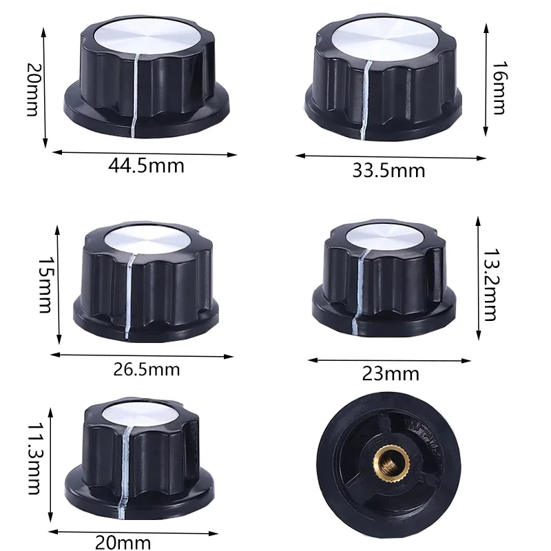 Kit de perilla de potenciómetro de 2 piezas para agujero, 6mm de diámetro, MF-A01, MF-A02, MF-A03, interruptor giratorio, tapas de perillas