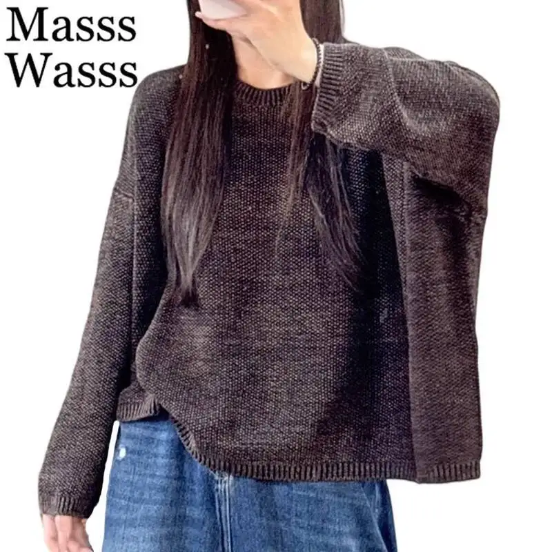 

Masss Wasss 2025 Winter Vintage Jumpers Women Fashion Casual Loose O Neck Sweaters Females Elegant Warm Big Size Cotton Pullover