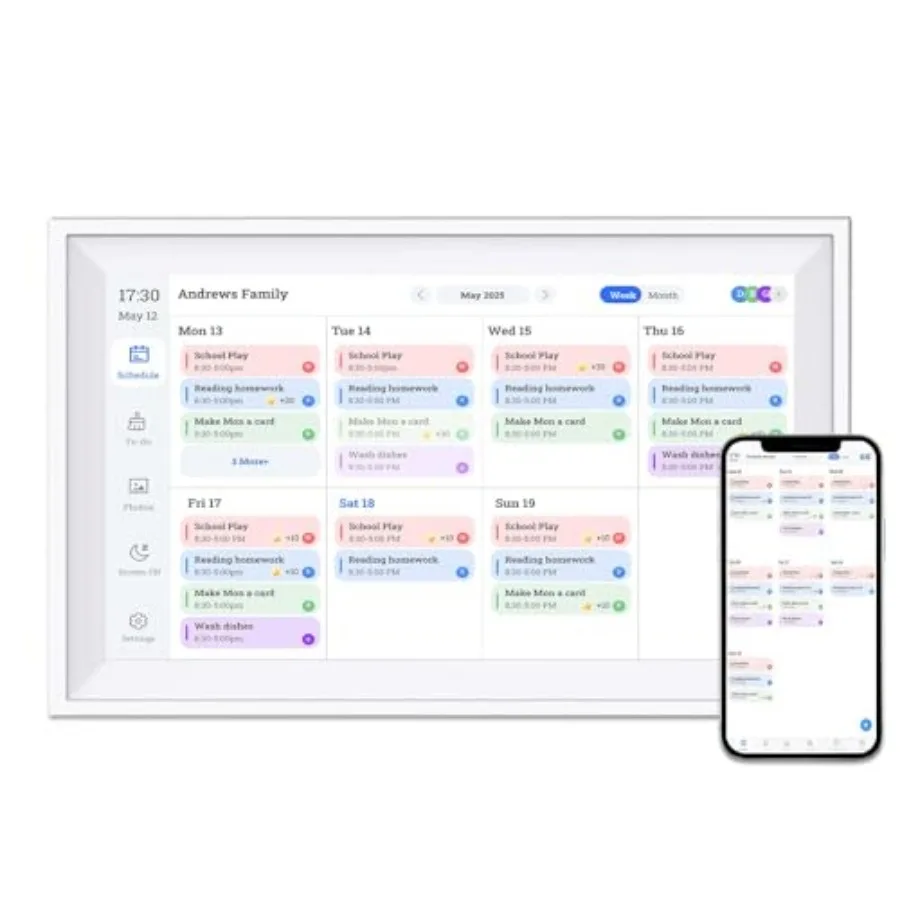 

10.1 Inch Smart Digital Calendar Chore Chart with Touchscreen - Interactive Display for Family Schedules Great for Organizing Y