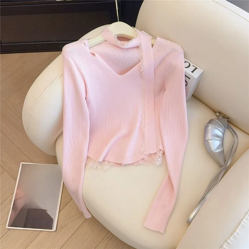 

OCEANLOVE осенне-зимняя одежда, женские свитера, однотонные милые короткие пуловеры с v-образным вырезом, элегантные корейские модные Sueter Mujer