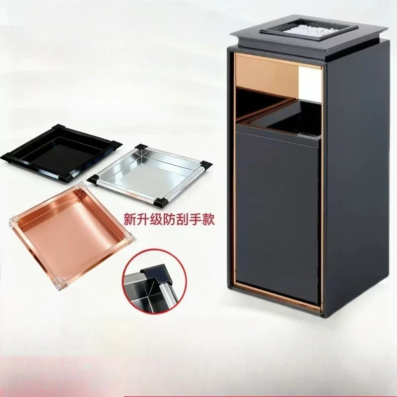 Hotel Trash Can Vertical Single Bucket Double Barrel Stainless Steel Peel Box