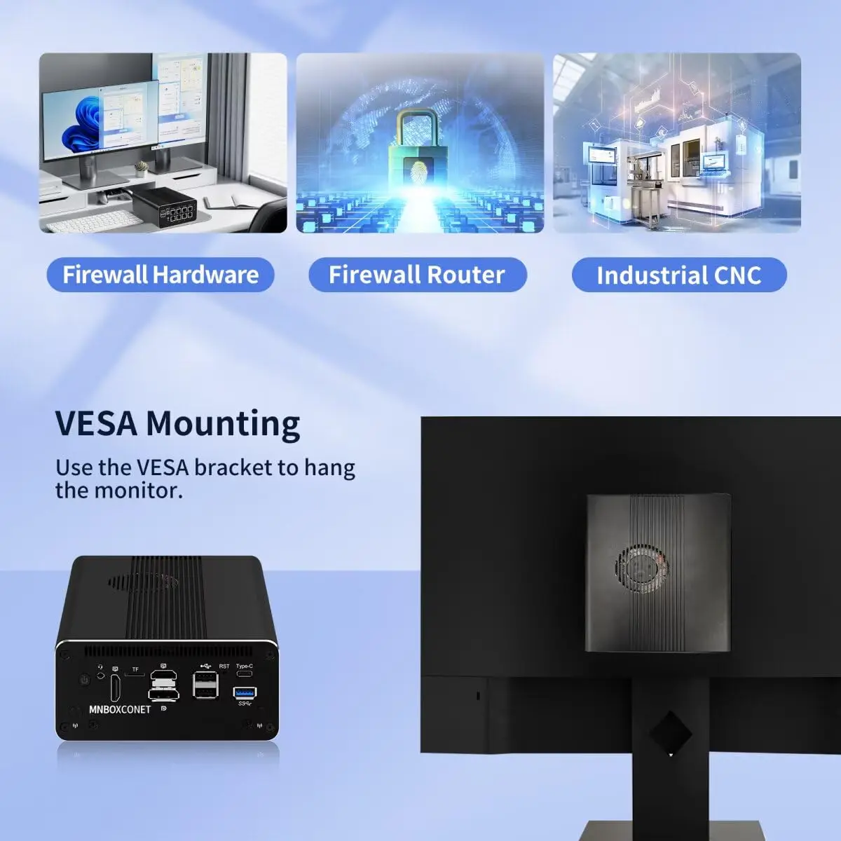 MNBOXCONET Mini PC Computer U300E (up to 4.3GHz), 8 Port I226V LAN, Firewall Appliance Hardware Micro Desktop,TypeC 4K Win 11Pro