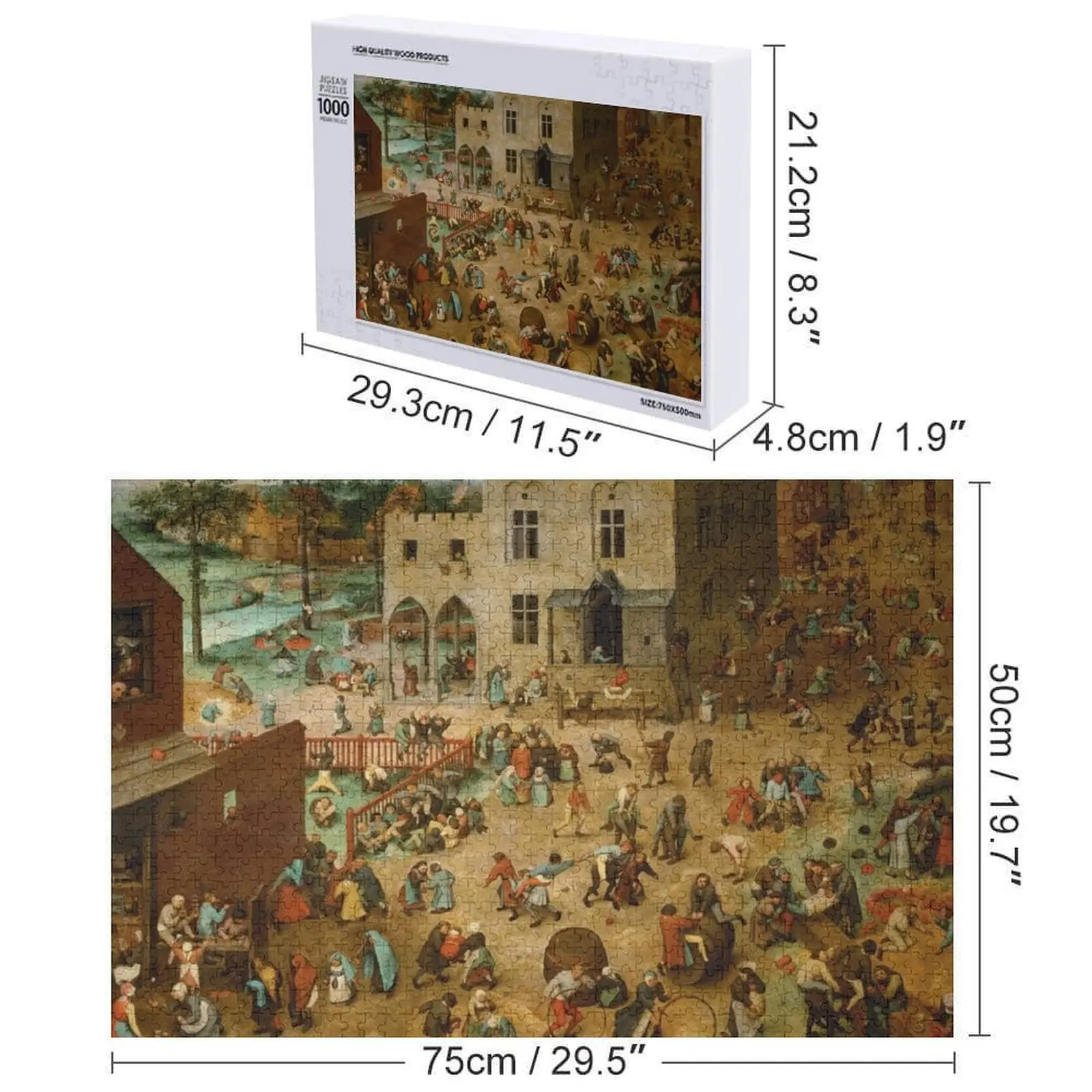 Children's Games - Pieter Bruegel the Elder - 1559 Jigsaw Puzzle Wooden Boxes Custom Jigsaw Pieces Adults Puzzle