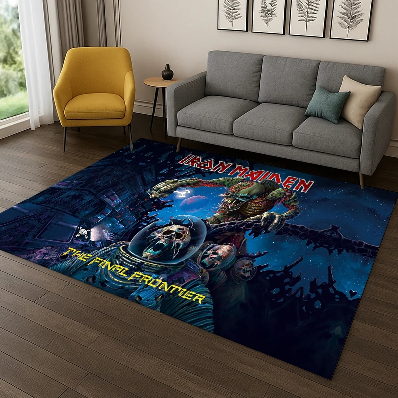 3D I-Iron Maiden Metal Band Carpet Rug for Bedroom Living Room Sofa Playroom Doormat Home Decor,Kid Game Area Rug Non-slip gift