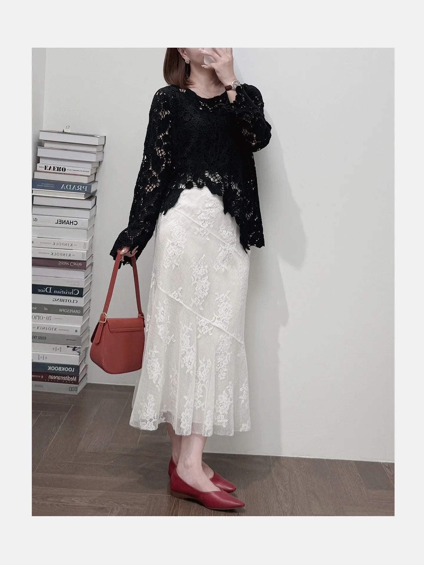 

Элегантная повседневная универсальная юбка-полусолнце ST Blind Buy с кружевом и декоративным подолом, подходит для города и поездок на работу, из полиэстера, нейлона и хлопка