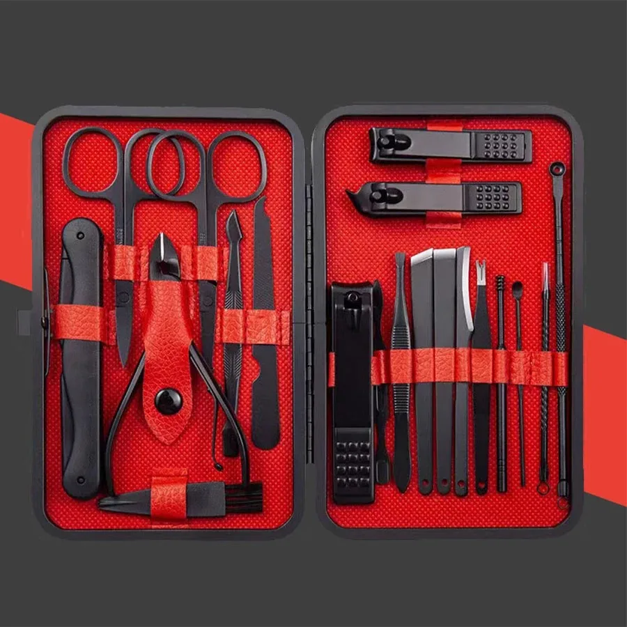7/10/12/18/20/24PCS Set Set Set manicure professionale Kit Tagliaunghie per unghie dei piedi in acciaio inossidabile Set con portatile in pelle
