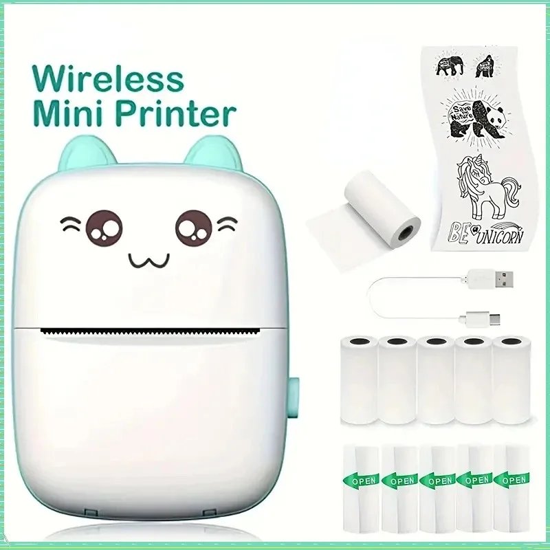 Portable Thermal Printer MINI Wirelessly BT 203dpi Photo Label Memo Wrong Question Printing With USB Cable Imprimante Portable