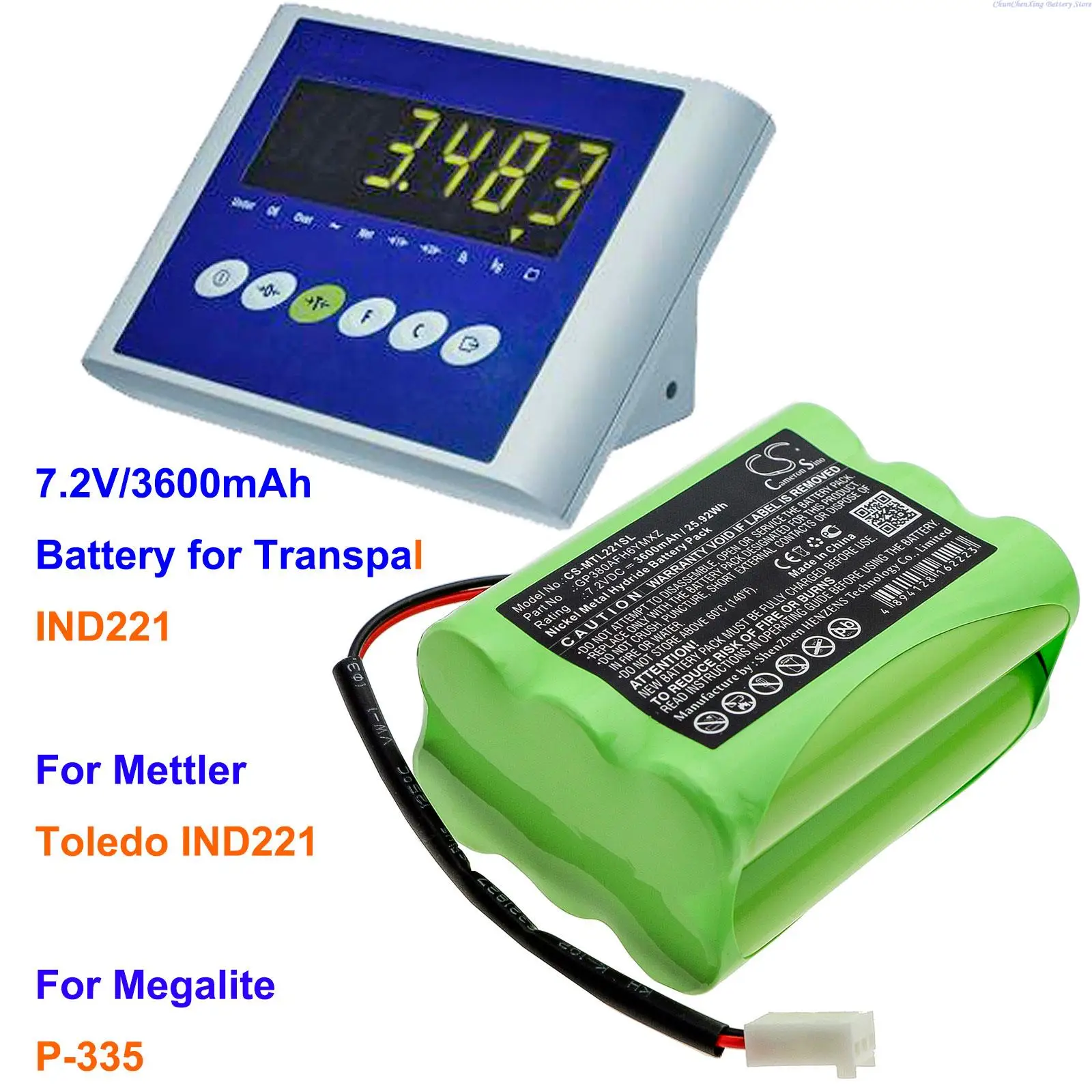OrangeYu 3600mAh Battery GP380AFH6YMXZ for Transpal IND221, For Mettler Toledo IND221, For Megalite P-335