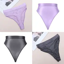 Sheer See Through Ultra-thin Sexy Shiny Gloss G-string High Waist Dance Wear Women Panties