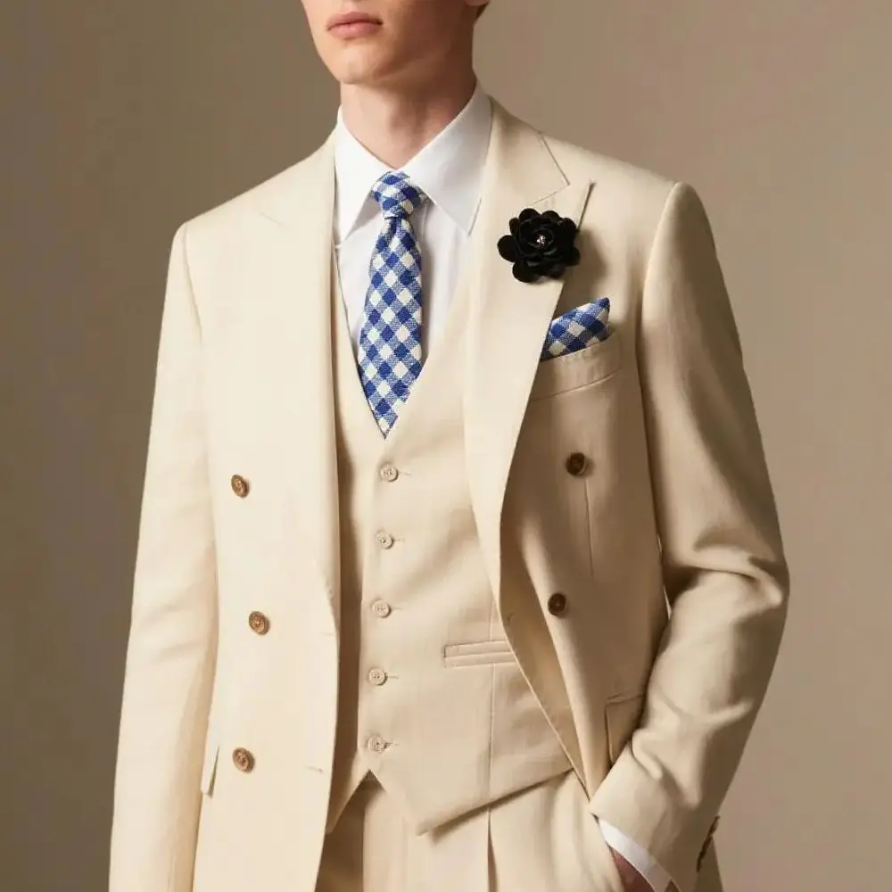 

Formal Wedding Suits for Mens Casual Business Suit High-end Slim Fit Party Prom Suit 3 Pcs Set Groom Tuxedos (Jacket+Vest+Pants)